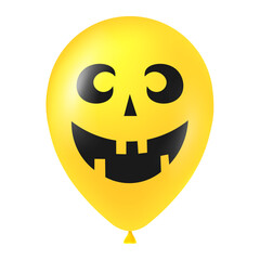 Halloween yellow balloon illustration with scary and funny face