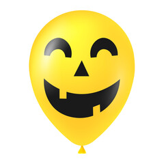 Halloween yellow balloon illustration with scary and funny face