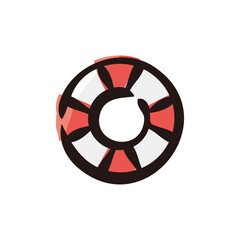Swimming ring - Beach and summer icon/illustration (Hand-drawn line, colored version)