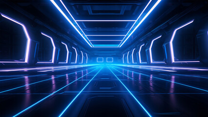 neon electric vibe 3d illustration gaming tunnel future technology corridor dark night