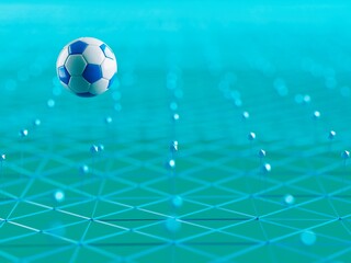 Fototapeta na wymiar football ball 3d object. 3d illustration. graphic background element. sport abstract backdrop. soccer render design competition concept art. digital technology element beautiful lighting ground empty