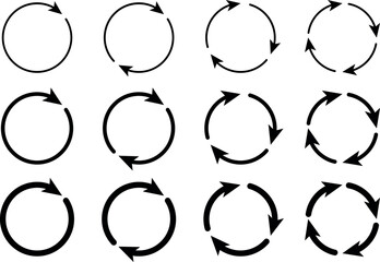 Different circular arrows collection on white background