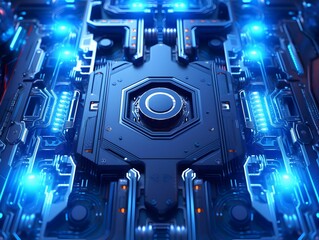 Fototapeta premium Futuristic Circuit Board Background with Processor. Modern Technology Chip Background. Generative AI
