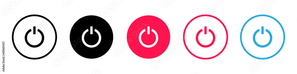 Poster start the computer, or turn on the computer. shut down the device. turn off button. vector icon.