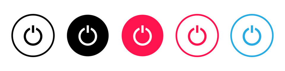 Start the computer, or turn on the computer. Shut down the device. Turn off button. Vector icon.