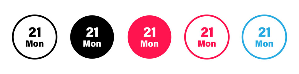 Date icon or sign. Calendar day reminder, emblem or template. Monday. Vector