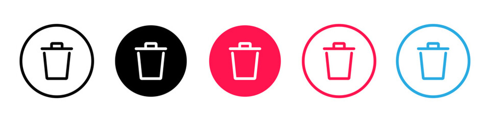 Trash can or bin icon sign. Delete file button. Vector