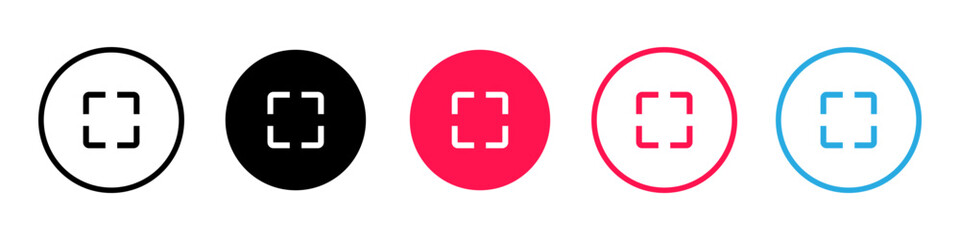 Frame or camera focus icon. Frame for filming or taking photos. Focusing on the object button. Vector