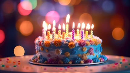 Naklejka na ściany i meble birthday cake with candles