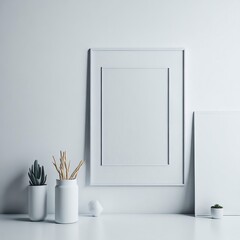 white room with an empty fram created with Generative AI technology