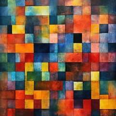Abstract watercolor background. Multicolored squares on textured paper. created with generative AI technology.
