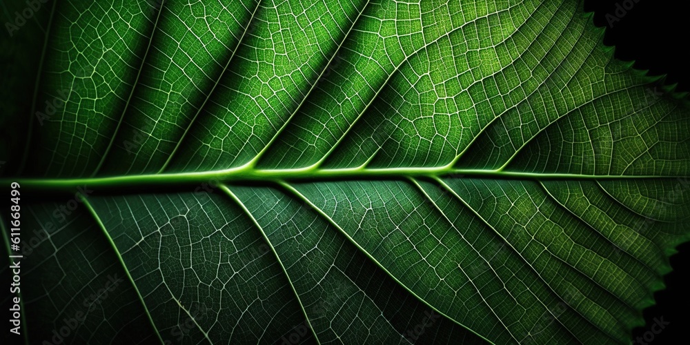 Poster close-up of green leaf texture for backdrop generative ai