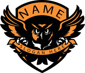  oval skull with wings in shield