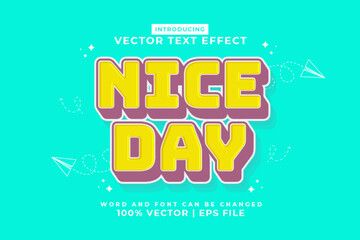 Editable text effect Nice Day 3d Cartoon template style premium vector