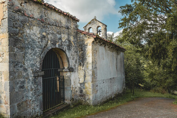 Fototapeta na wymiar Old abandoned ruin of a church in Asturias, Spain.
