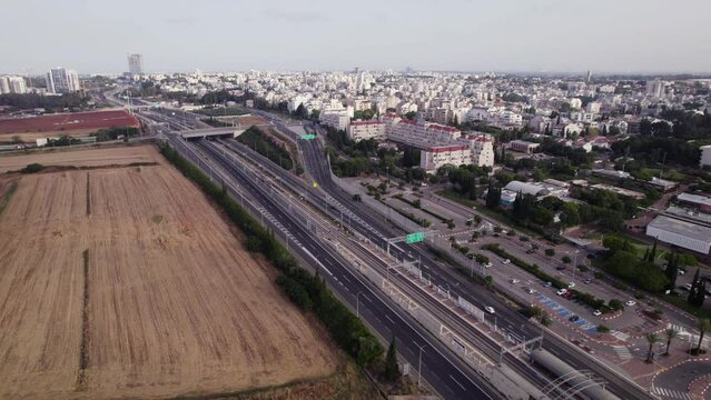 Kfar Saba, Israel. Aerial drone view