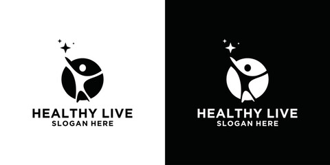 abstract design template with happy human silhouette. Sport, fitness, medical or healthcare center logo design concept.