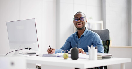 African American Accountant Doing Accounting