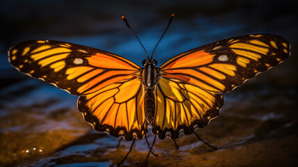 butterfly in golden hour created with Generative AI technology