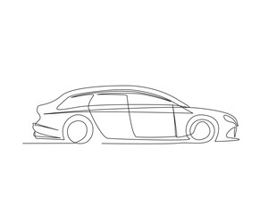 Continuous one line drawing of sport car . Super car  line art vector illustration. Editable outline or stroke.