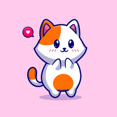 Obraz na płótnie Canvas Cute Cat Shy Cartoon Vector Icon Illustration. Animal Nature Icon Concept Isolated Premium Vector. Flat Cartoon Style