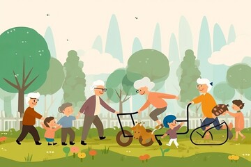 family time in public park, generative AI