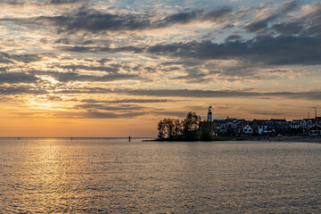 Fototapeta premium Ijsselmeer in Urk, Netherlands at sunset