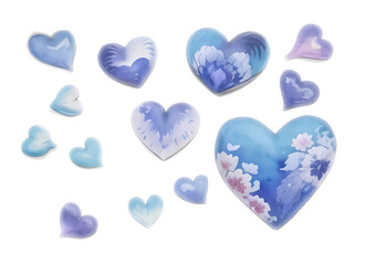 Hearts isolated on transparent background, extracted, png file