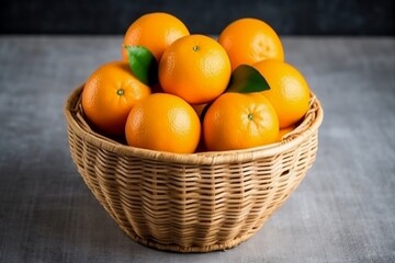Tabletop Basket of Fresh Oranges. Generative AI