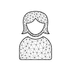 Female user polygonal vector illustration isolated on white background