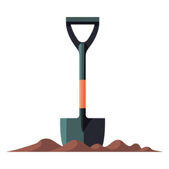 Digging in dirt with metal shovel tool