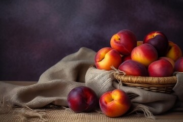 Nectarines and Plums on a Still Life. Generative AI