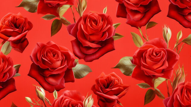 Pattern of red roses, flowers for wallpapers, flyers, banners, advertising, copy space
