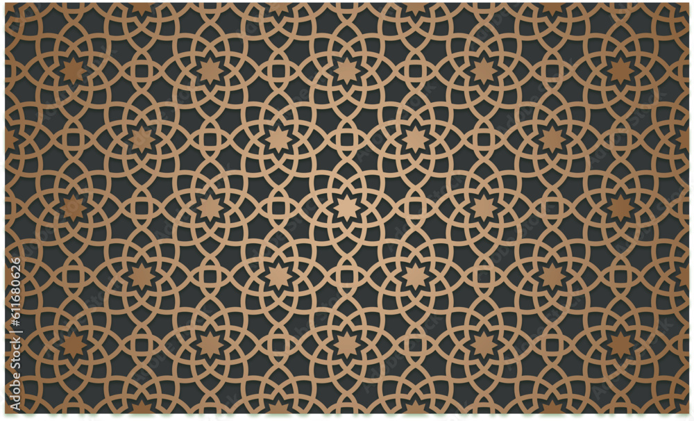 Wall mural Seamless 3d Ramadan Islamic pattern in Arabian style Vector illustration	