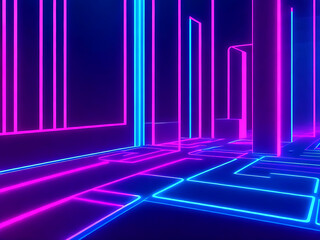 3d render, abstract minimal neon background