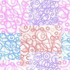 Fototapeta na wymiar Seamless pattern Elegance background in pastel colors. Abstract texture of convolutions, lines, shapes. Hand drawing