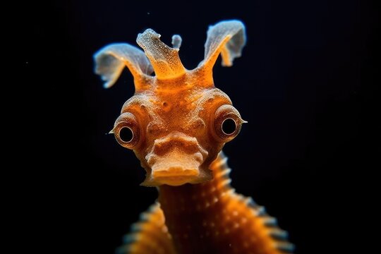 Short-snouted seahorse Hippocampus Sea animal, AI generative