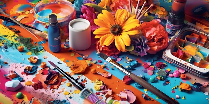 Experience the joy of DIY with this vibrant and colorful image, perfect for any hobby enthusiast. Generative ai.