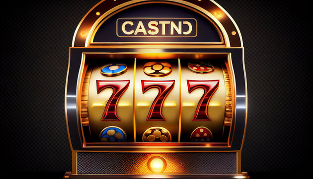Casino banner slot machine with jackpot and golden coin Ai generated image