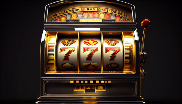 Casino banner slot machine with jackpot and golden coin Ai generated image