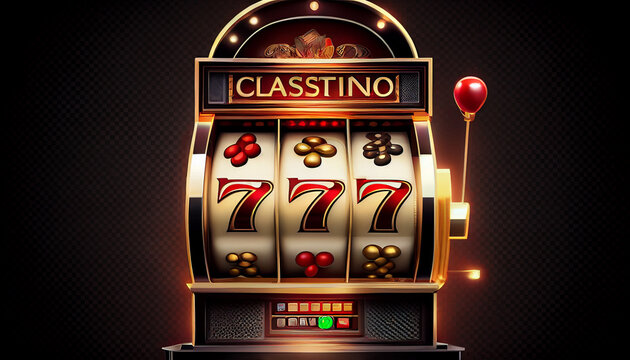 Casino banner slot machine with jackpot and golden coin Ai generated image