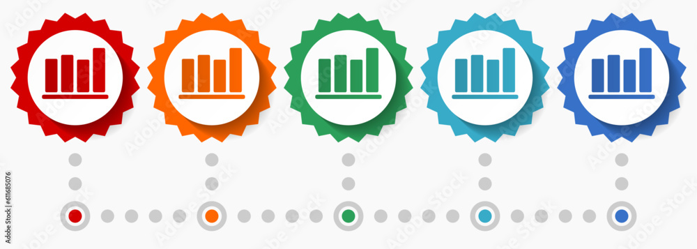 Leinwandbilder bar chart concept vector icon set, colorful infographic template easy to edit, set of colorful flat 