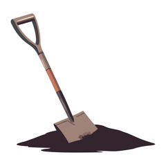 Digging with steel shovel