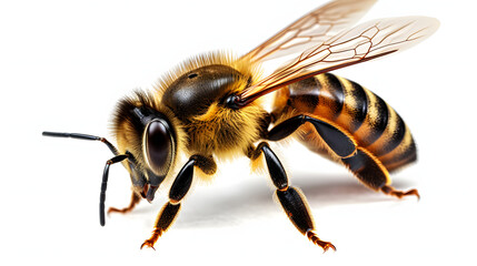 honey bee walking isolated on white background