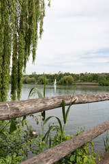 The boat floats on the lake