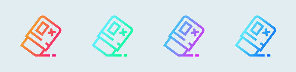 Eraser line icon in gradient colors. Wipe out signs vector illustration.