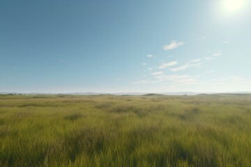 A minimalist landscape with a scenic prairie or meadow, Generative AI