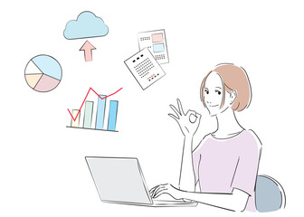 パソノン作業をさくさくとこなすベテラン社員