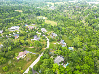 Fototapeta na wymiar Aerial Drone of Flourtown Pennsylvania Real Estate and Golf Course