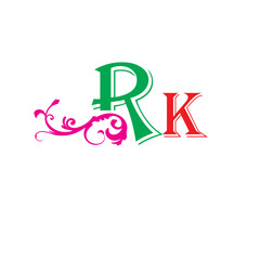 Initial RK letter luxury beauty flourishes ornament monogram logo Swoosh Letter Logo Design for business and company identity. Water Wave RK Logo with modern trendy